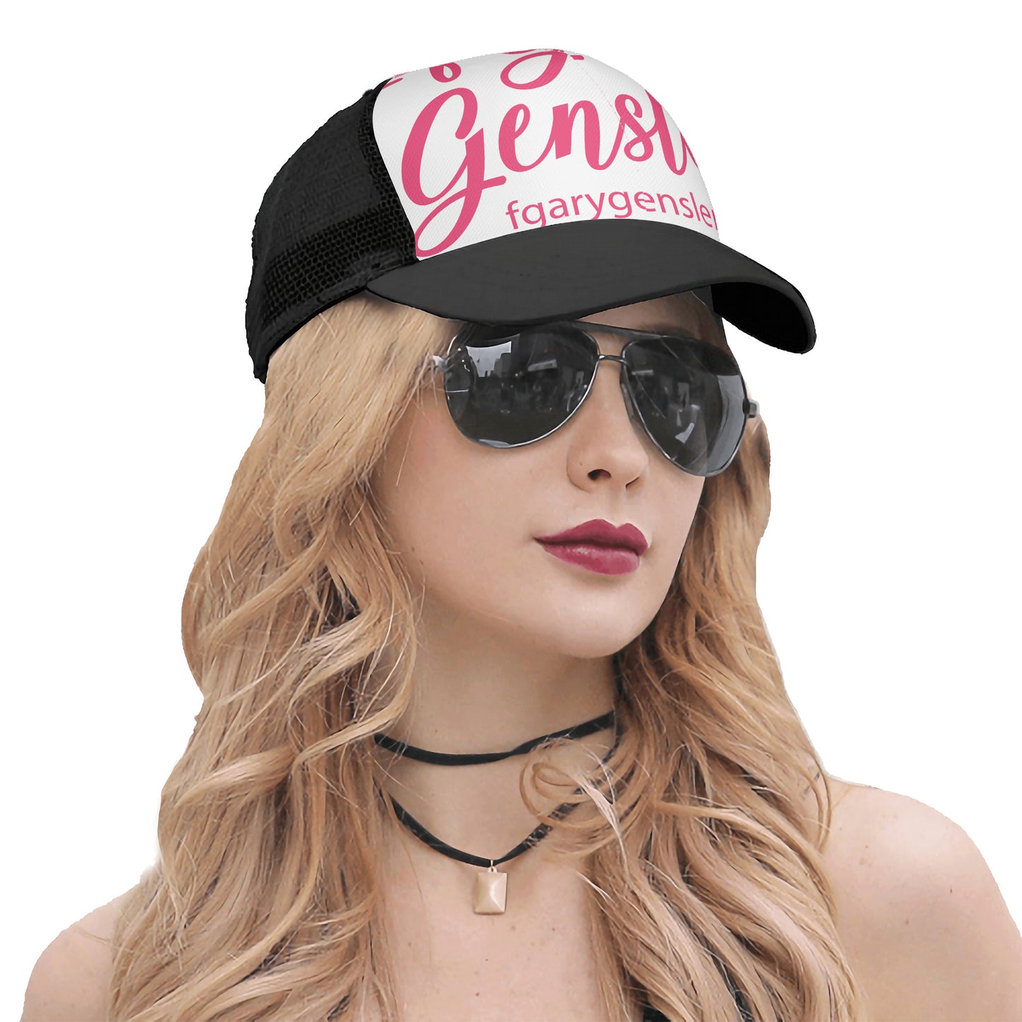 #fGaryGensler SC Pink on White Panel Trucker Hat