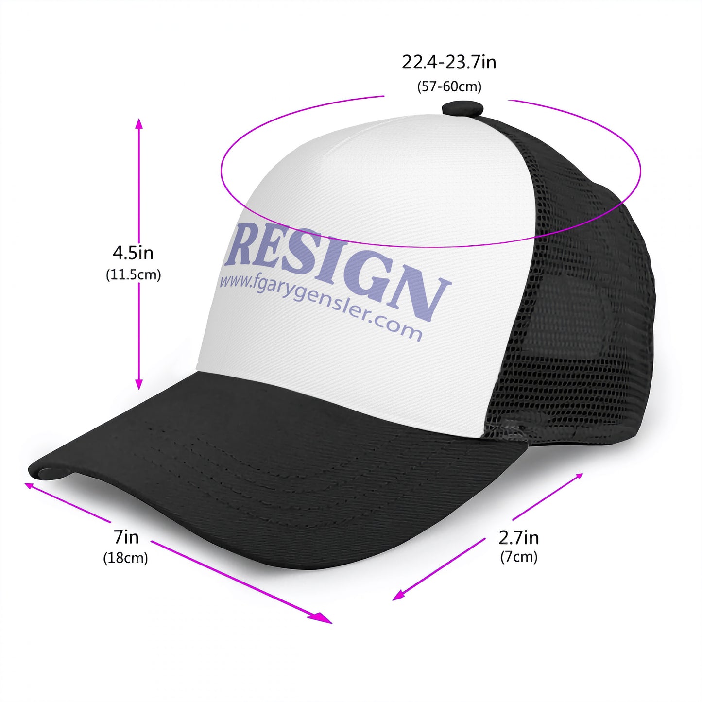 #RESIGN Purple on White Panel Trucker Hat