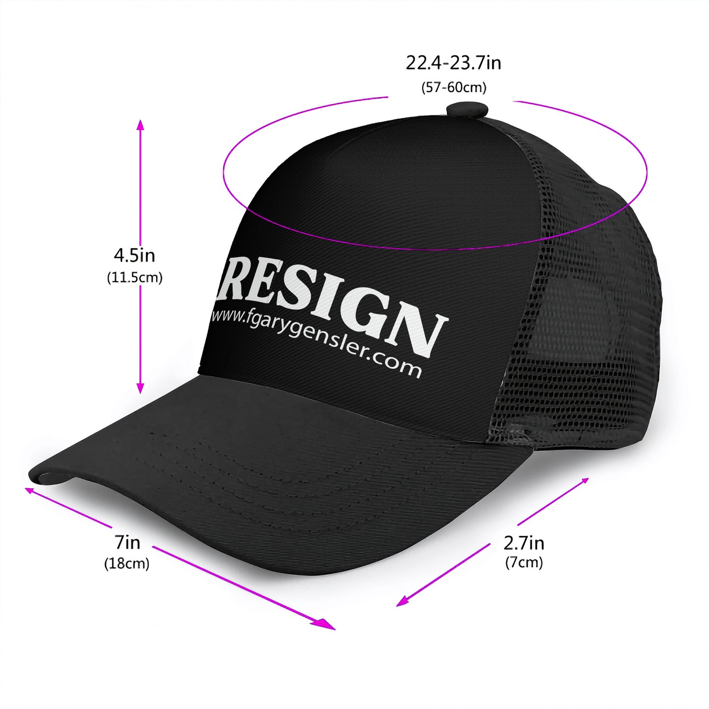 #RESIGN SS White on Black Panel Trucker Hat