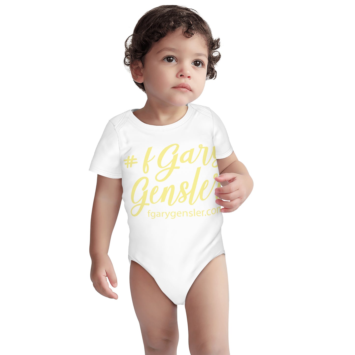 #fGaryGensler SC Yellow on White Short Sleeve Baby One-Piece