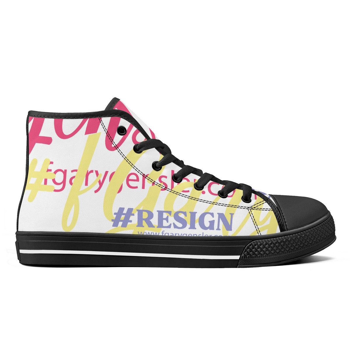 Gary Gensler Hashtags High-top Canvas Black Trim Shoe