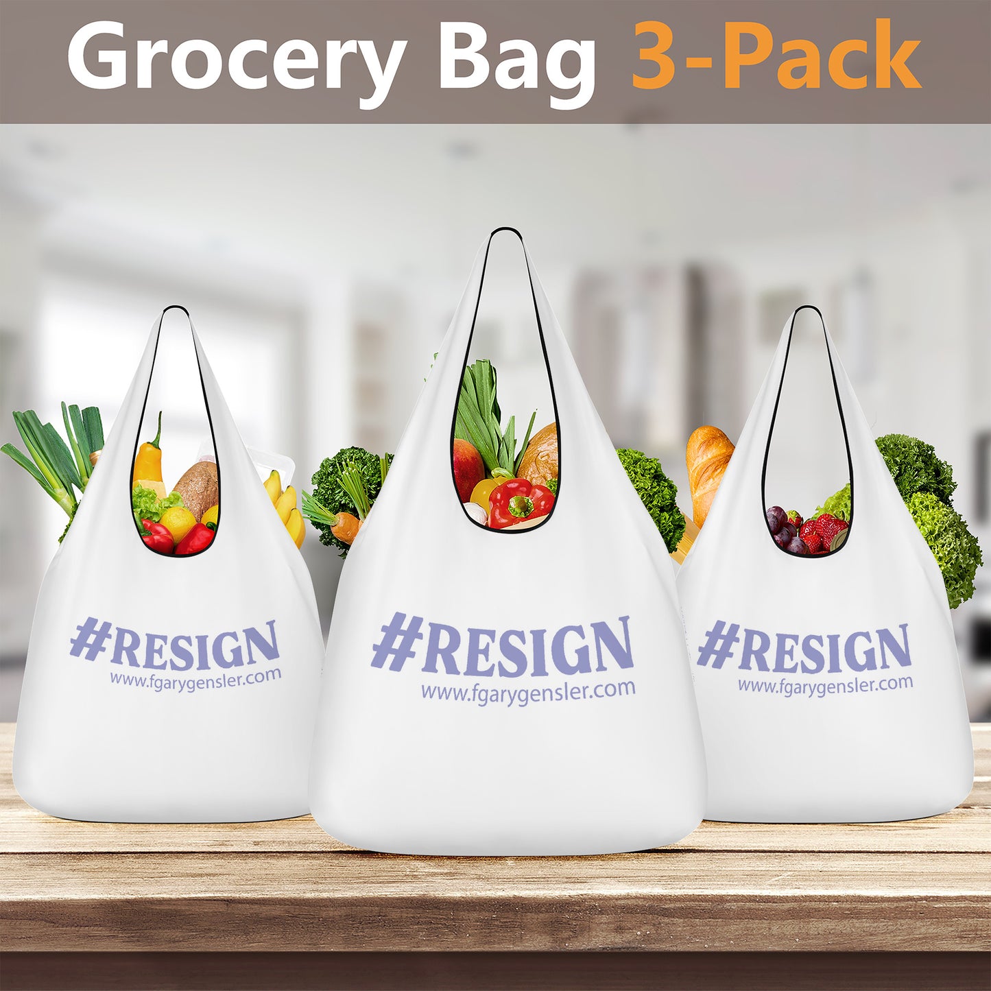 #RESIGN  Purple Grocery Bags