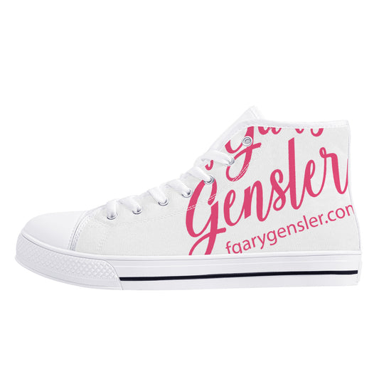 #fGaryGensler SC Pink on High-Top Canvas Shoes - White