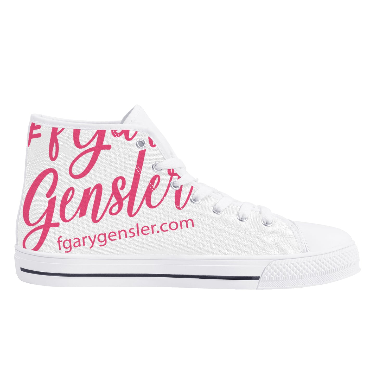 #fGaryGensler SC Pink on High-Top Canvas Shoes - White