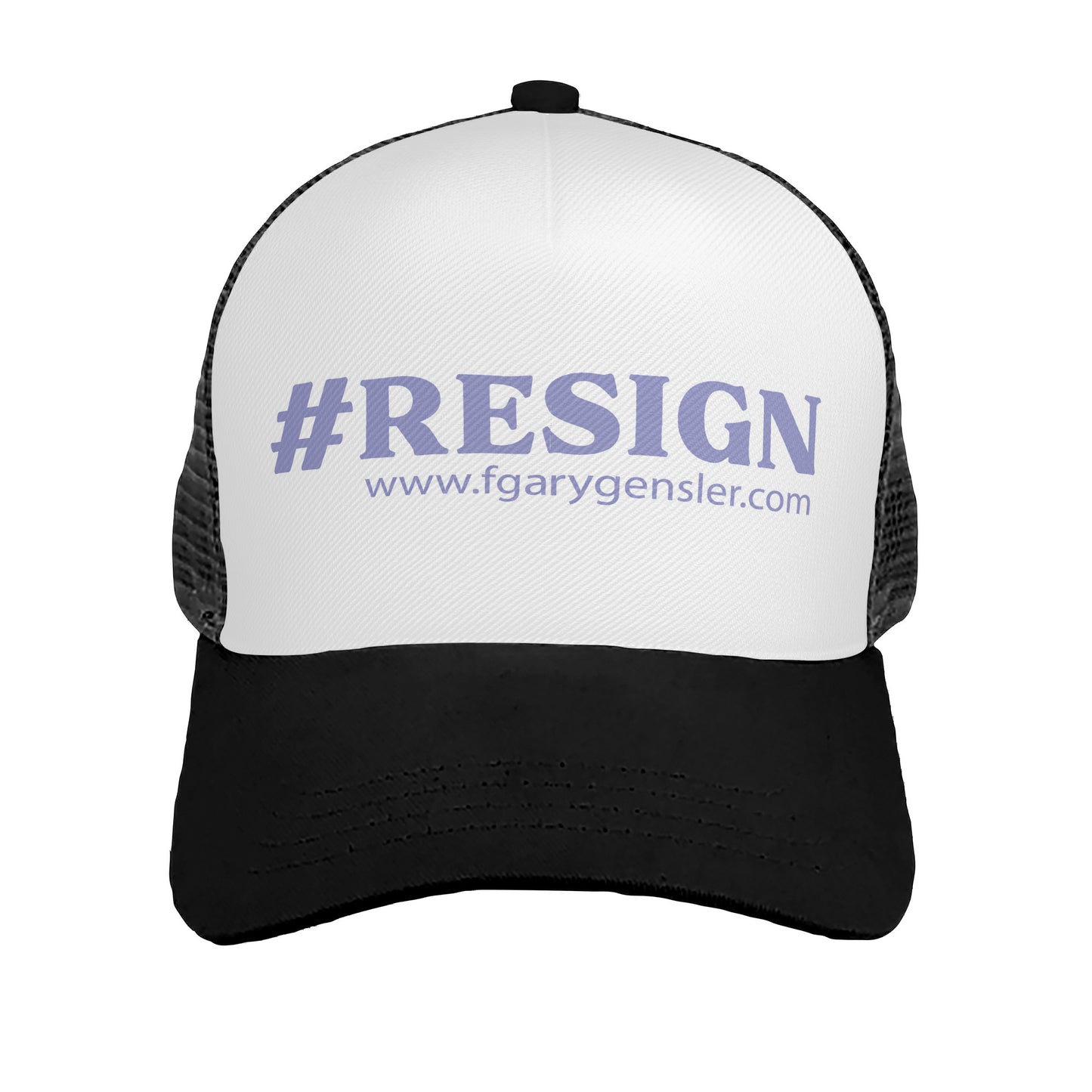 #RESIGN Purple on White Panel Trucker Hat