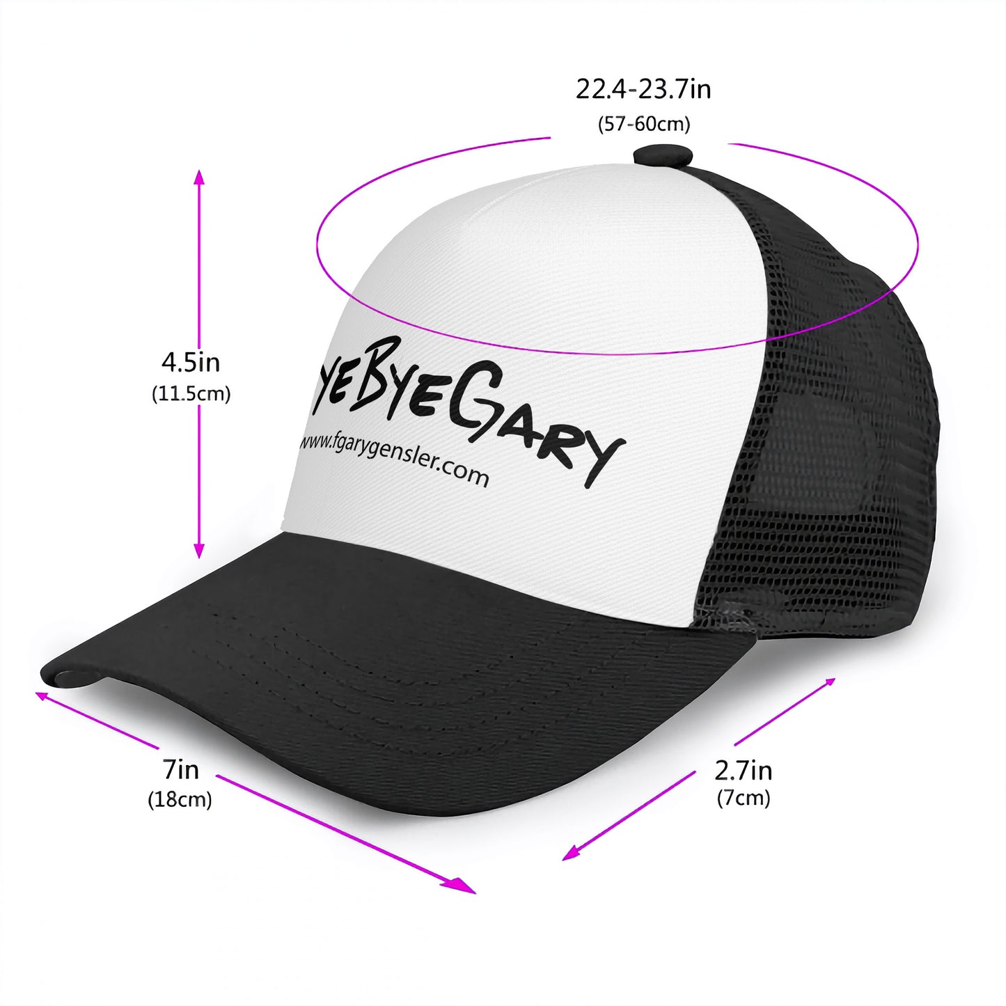 #ByeByeGary HW Black on White Panel Trucker Hat