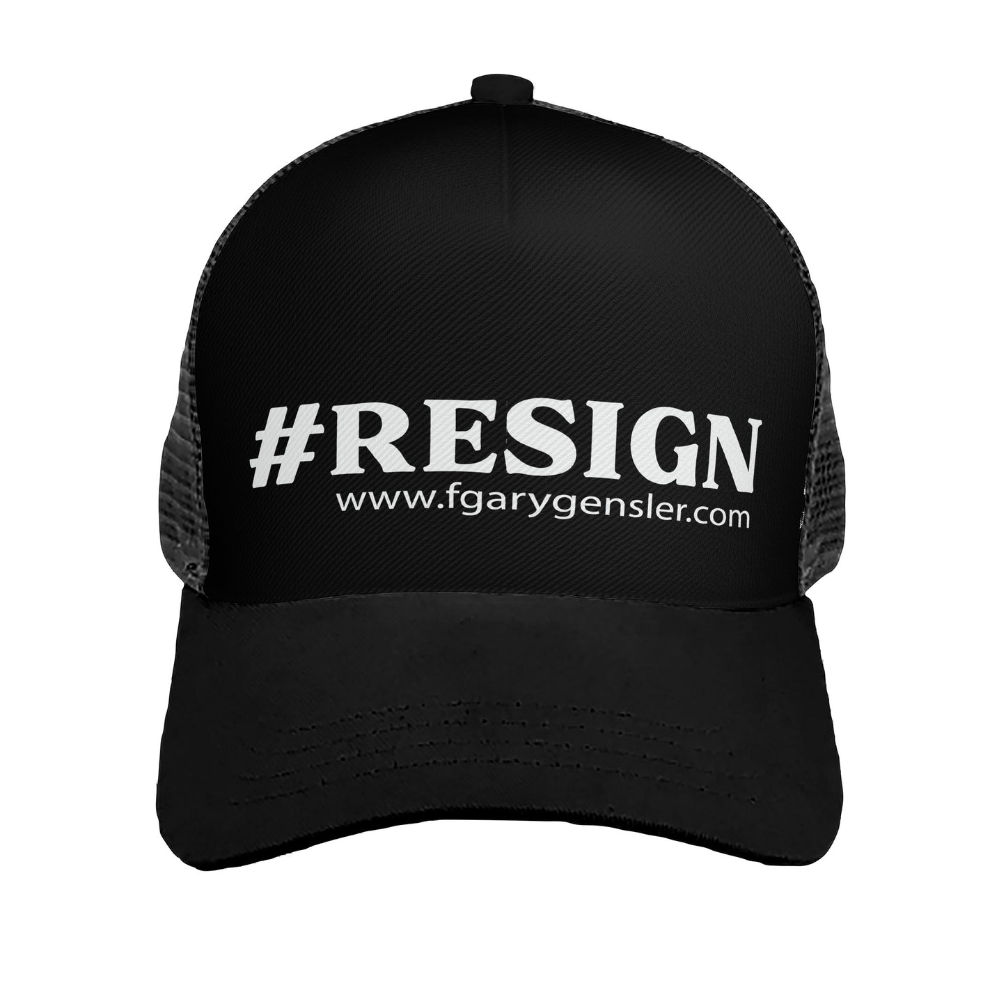 #RESIGN SS White on Black Panel Trucker Hat