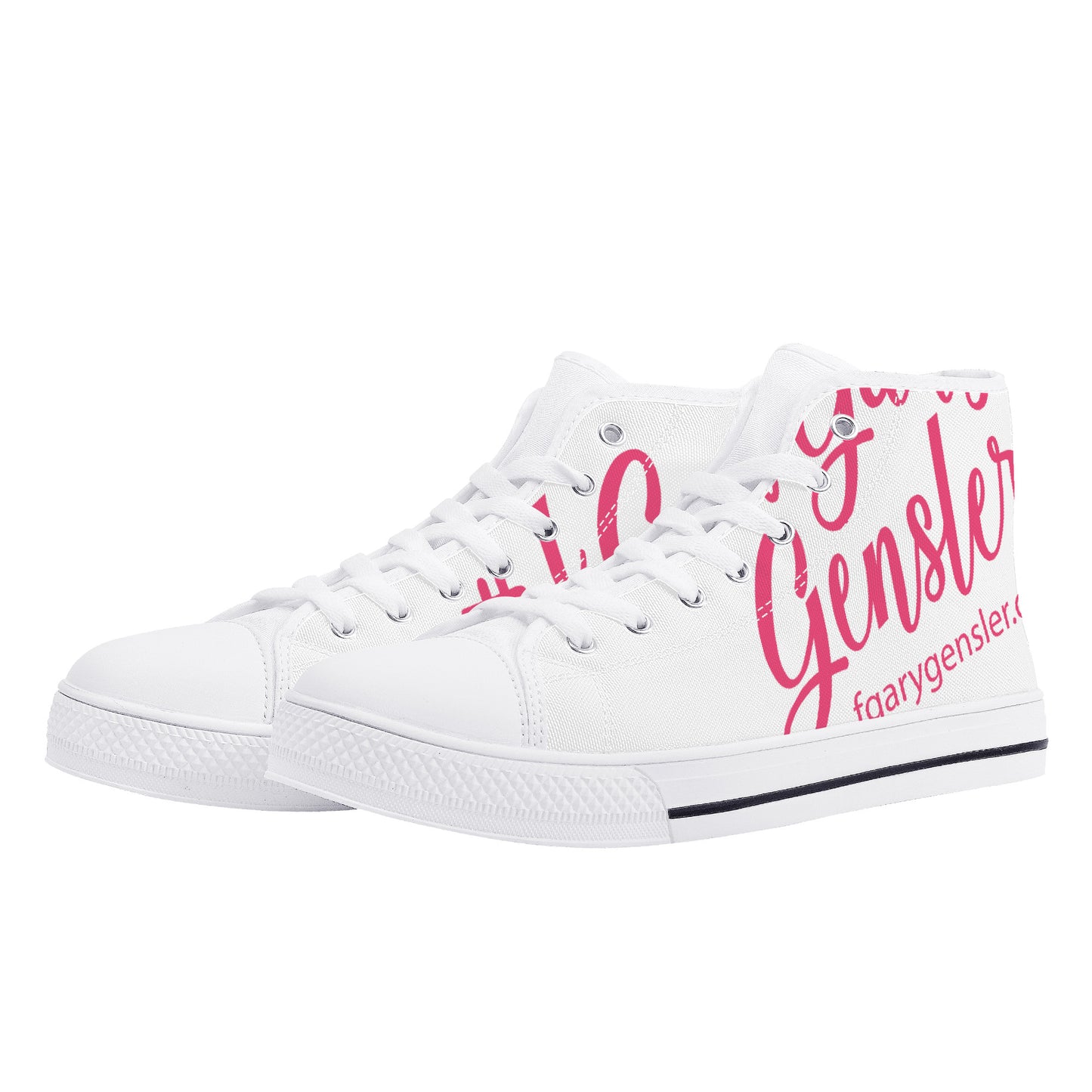 #fGaryGensler SC Pink on High-Top Canvas Shoes - White