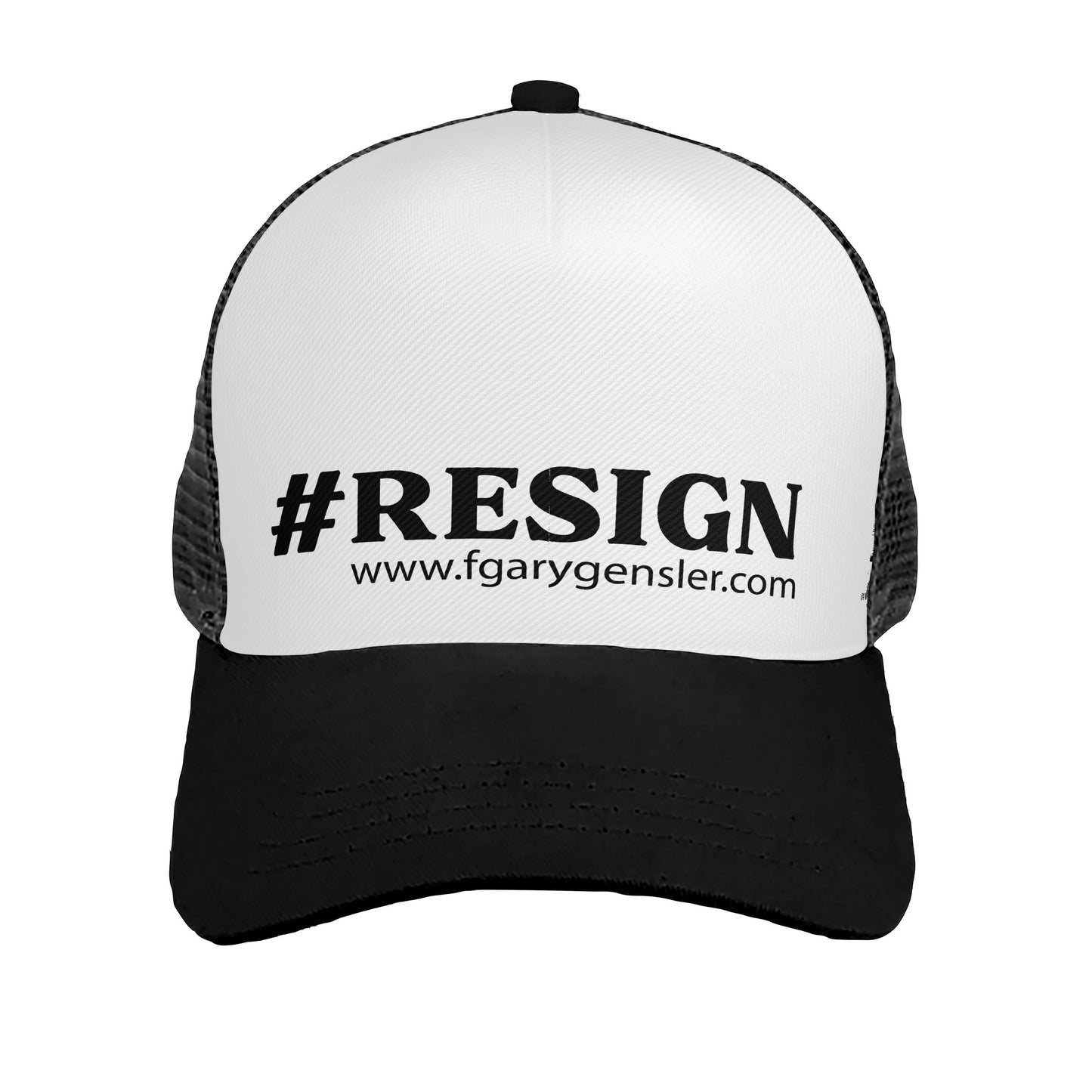 #RESIGN SS Black on White Panel Trucker Hat