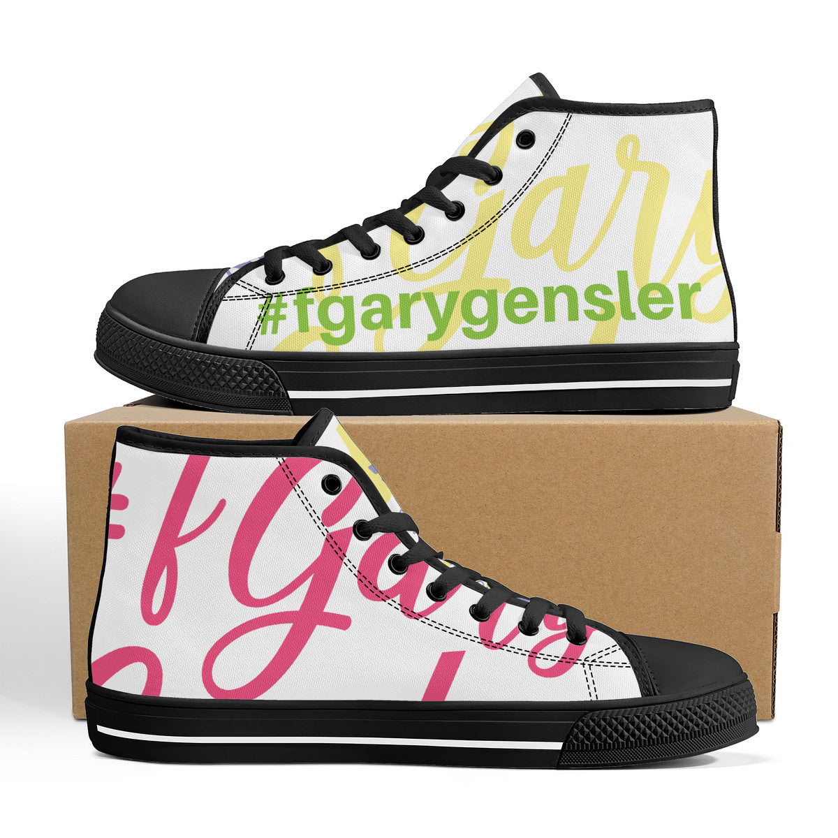 Gary Gensler Hashtags High-top Canvas Black Trim Shoe