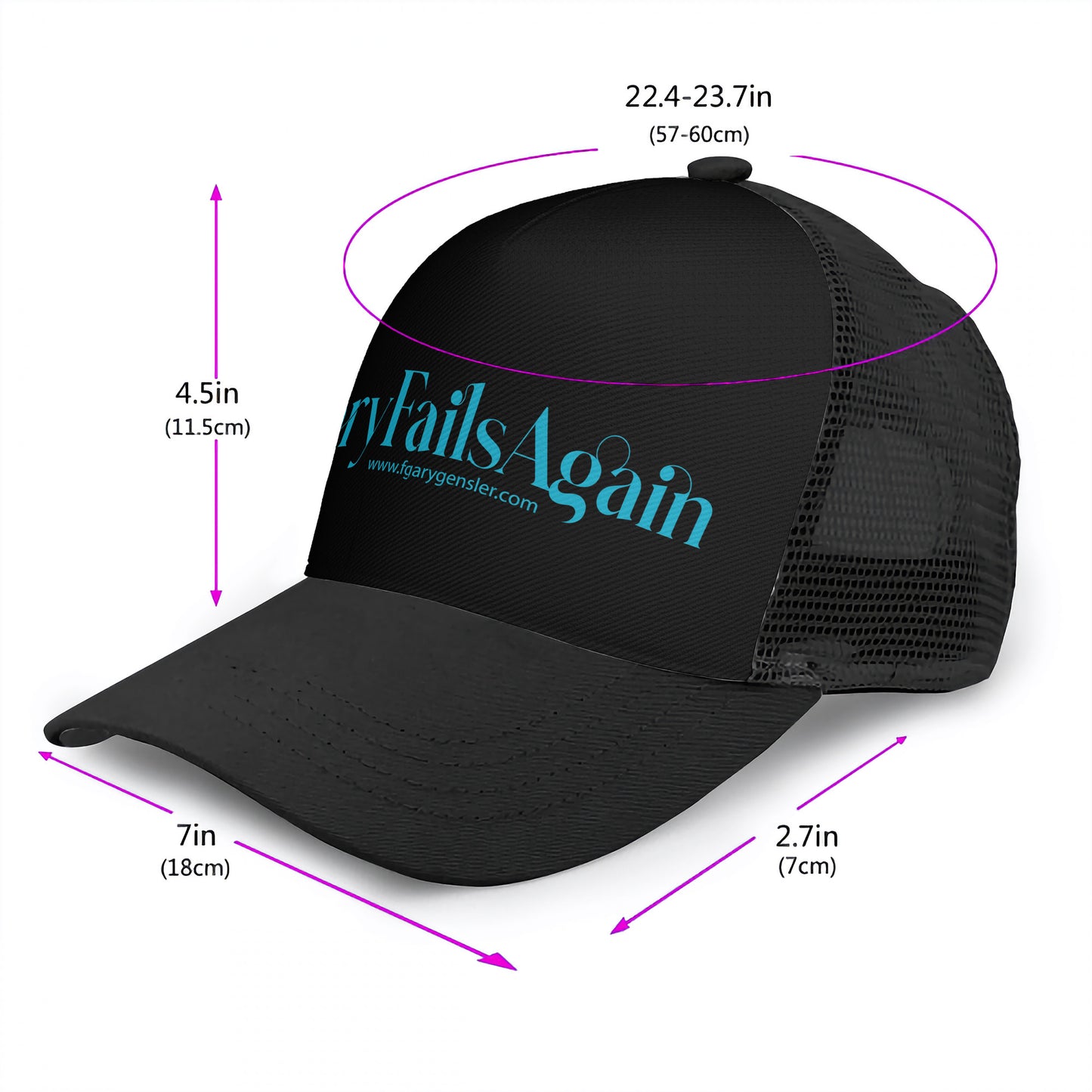 #GaryFailsAgain S Blue on Black Trucker Hat